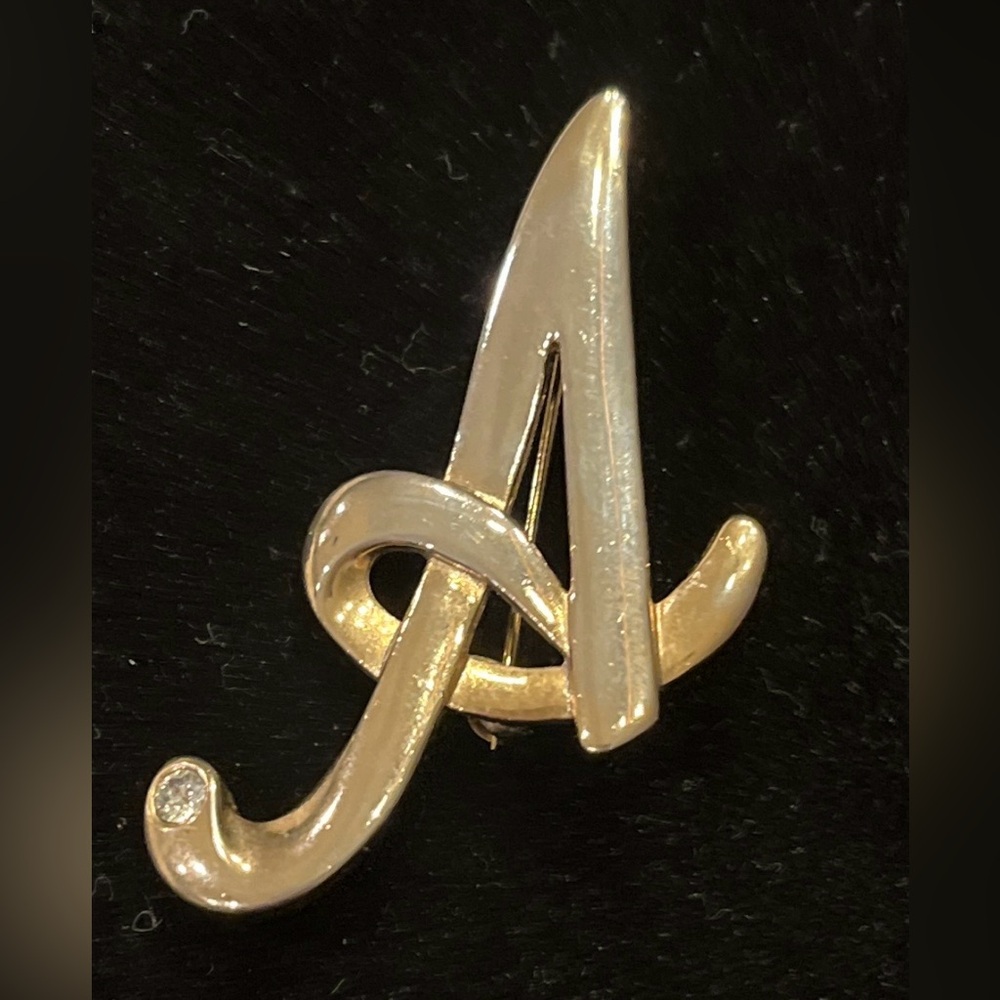 Vintage Gold-Tone Initial “A” Cursive  Brooch